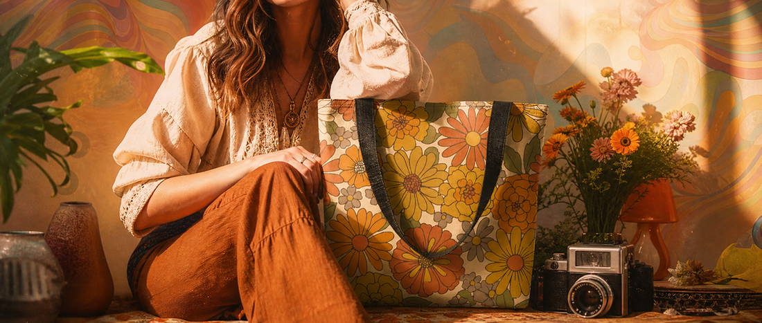 The Retro 70s Flower Power Tote Bag: Your Guide to Maximalist Dopamine Decor and Hippie Aesthetics