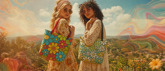The Groovy 1960’s and 1970’s Retro Floral Daisy Tote: Exploring Psychedelic Flower Power and Boho Maximalism
