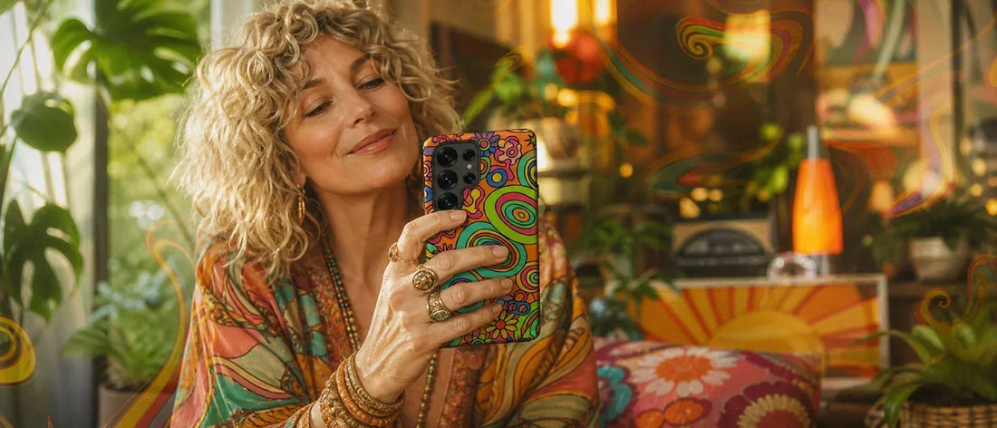 1970s Groovy Flower Power Cases: Bringing Retro Psychedelic Boho Dopamine Decor to Your Samsung