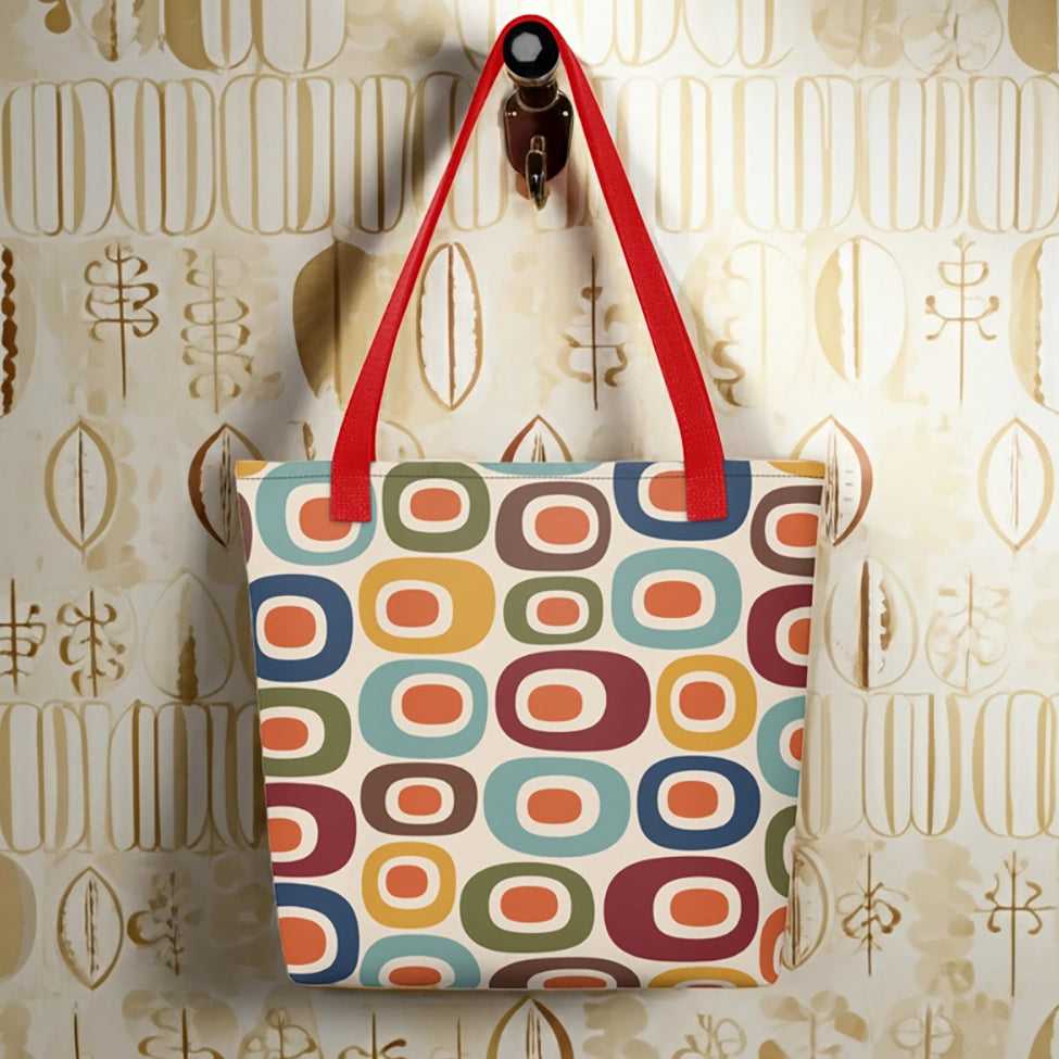 Mid-Century Mod Geometric Oval Tote Bag