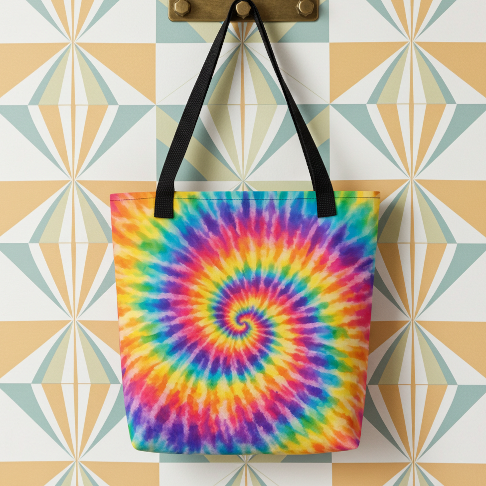 Retro Rainbow Swirl Tie-Dye - Tote bag