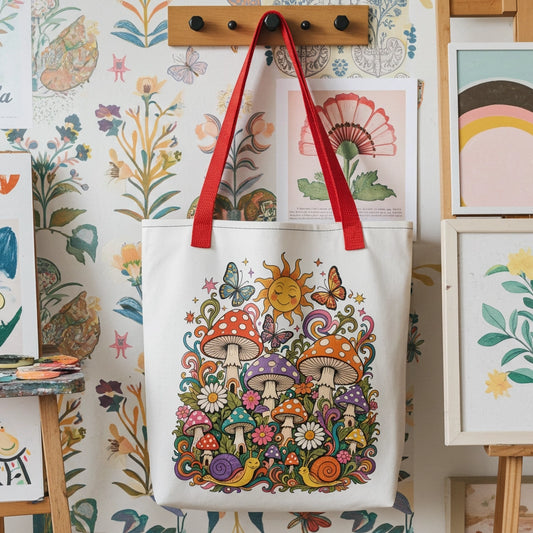 Trippy Retro Mushroom Tote bag