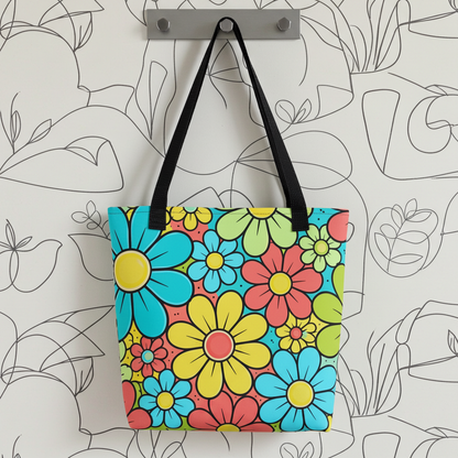 Retro Boho Flower Power Tote bag