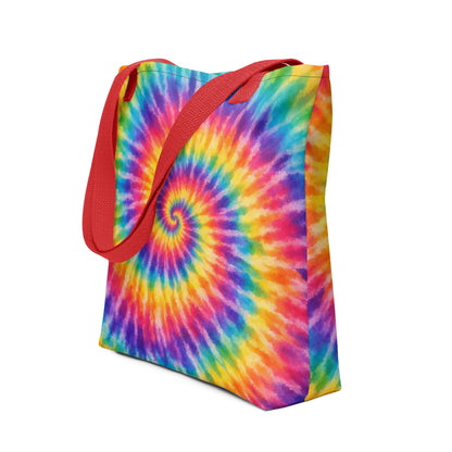 Retro Rainbow Swirl Tie-Dye - Tote bag - red