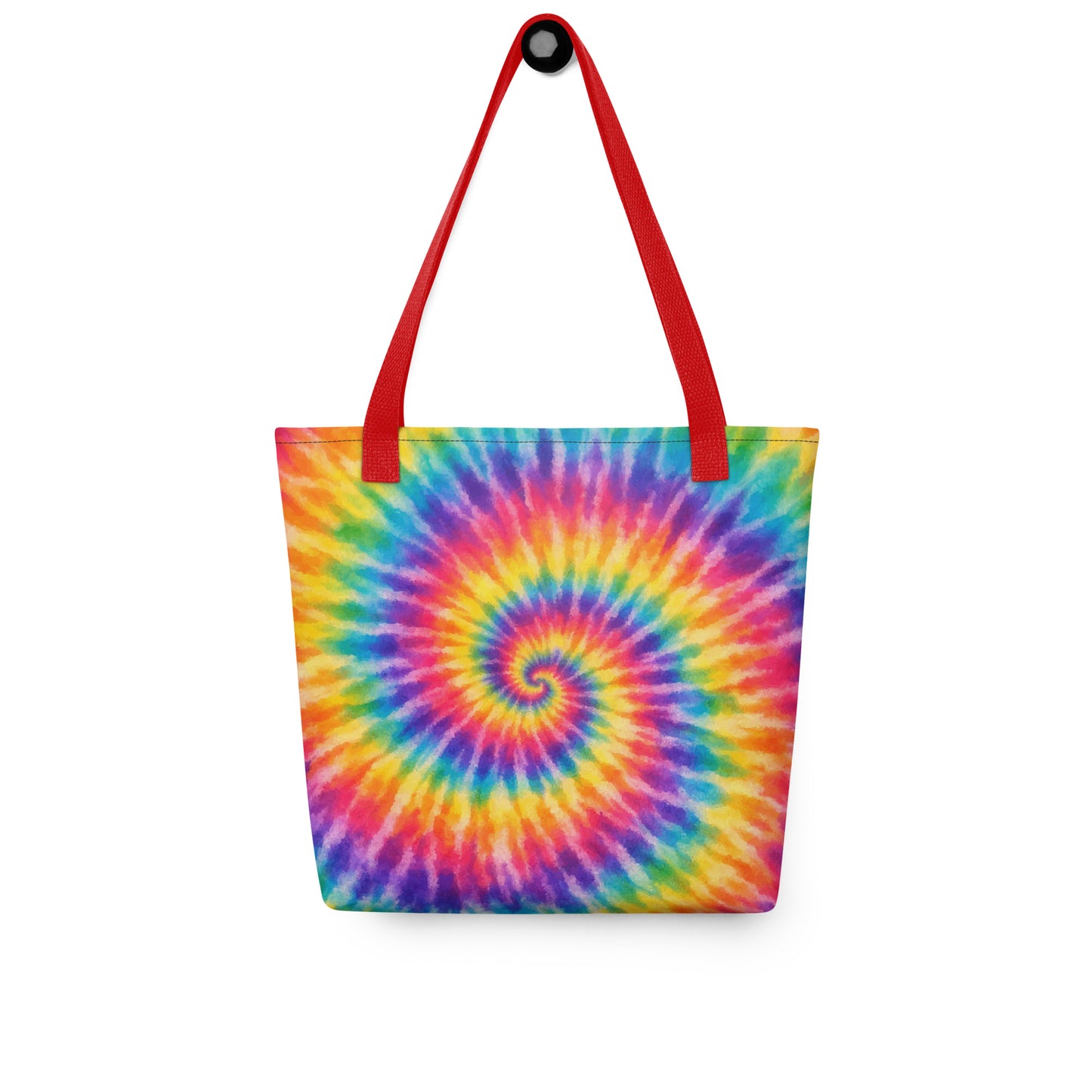 Retro Rainbow Swirl Tie-Dye Tote bag red