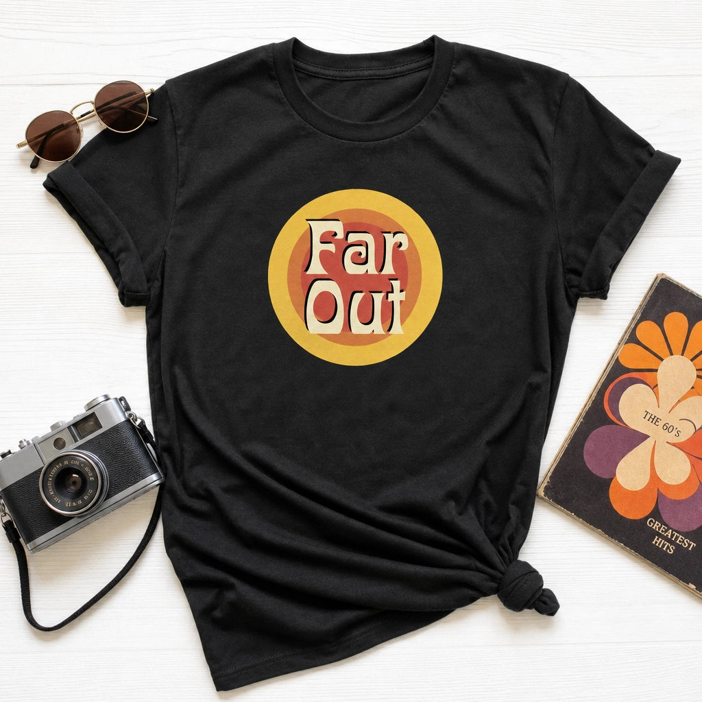 Classic Far Out Goods short sleeve unisex t-shirt featuring the signature brand logo on high-quality, soft cotton.