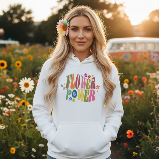 Retro Flower Power 70s Aesthetic Design - Unisex Hoodie