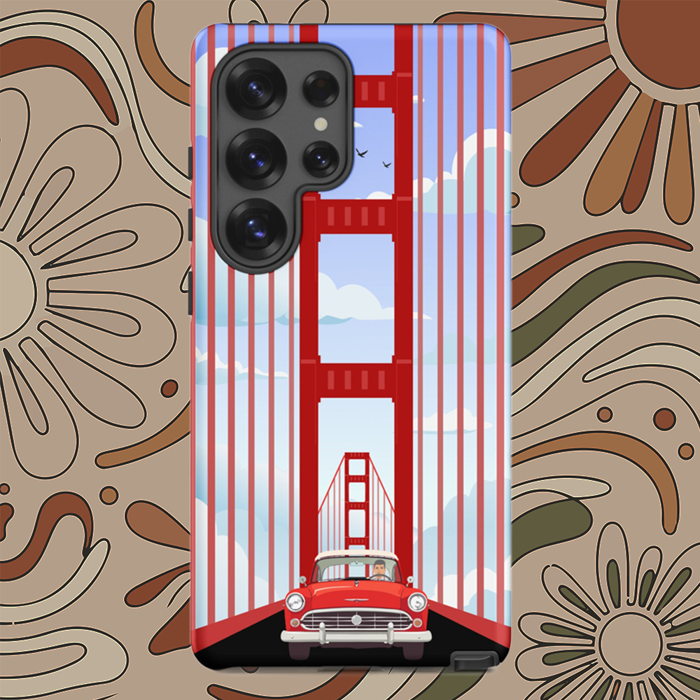 Vintage Red Car Golden Gate Bridge Tough case for Samsung®