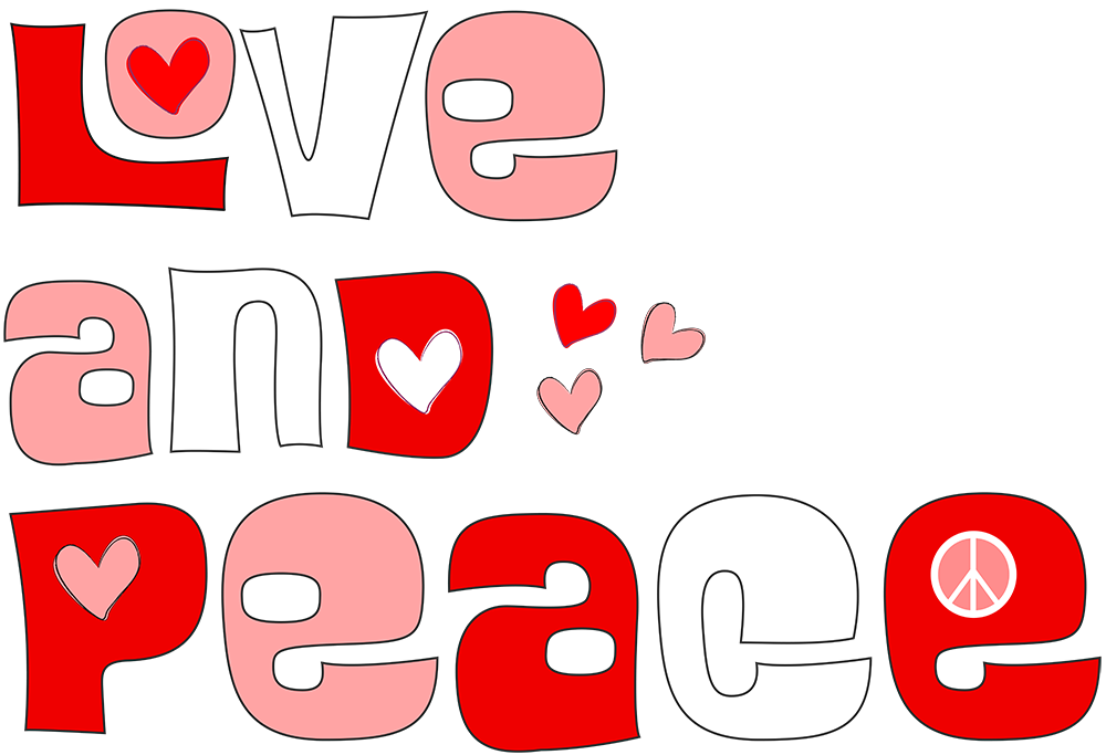 Retro Love and Peace Aesthetic Typography - White glossy mug