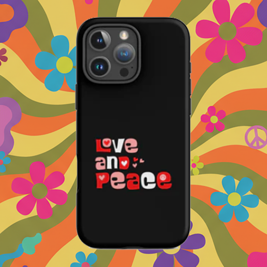 Retro Love and Peace Aesthetic Typography - Tough Case for iPhone®