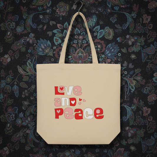 Retro Love and Peace Aesthetic Typography - Eco Tote Bag