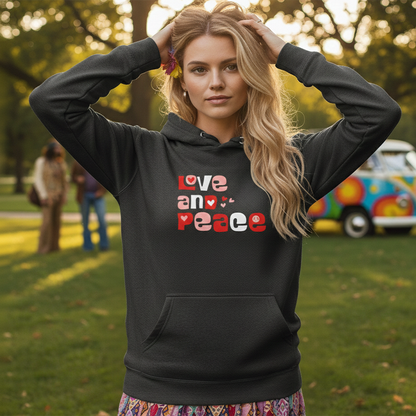 Retro Love and Peace Aesthetic Typography - Unisex Hoodie