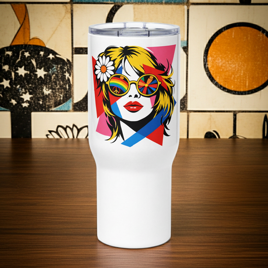 Retro 60s Hippie Soul - Travel mug with a handle - Far Out Goods