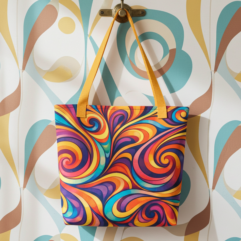 Groovy Swirls: Retro Psychedelic Art - Tote bag - Far Out Goods