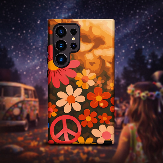 Retro Groovy Boho Flower Peace Sign - Tough case for Samsung®