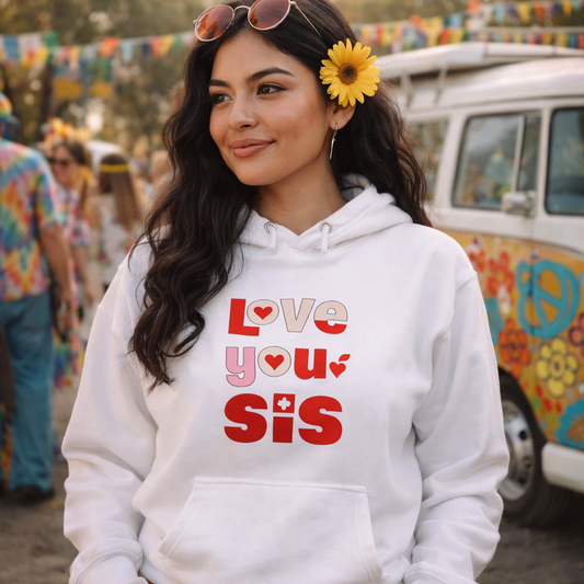 Retro "Love You Sis" - Unisex Hoodie - Far Out Goods