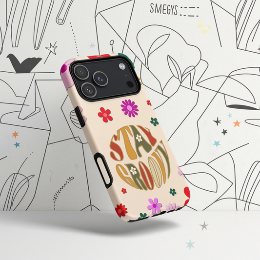 Durable dual-layer iPhone tough case shown from back and side angles to highlight shock-absorbing liner and glossy finish.