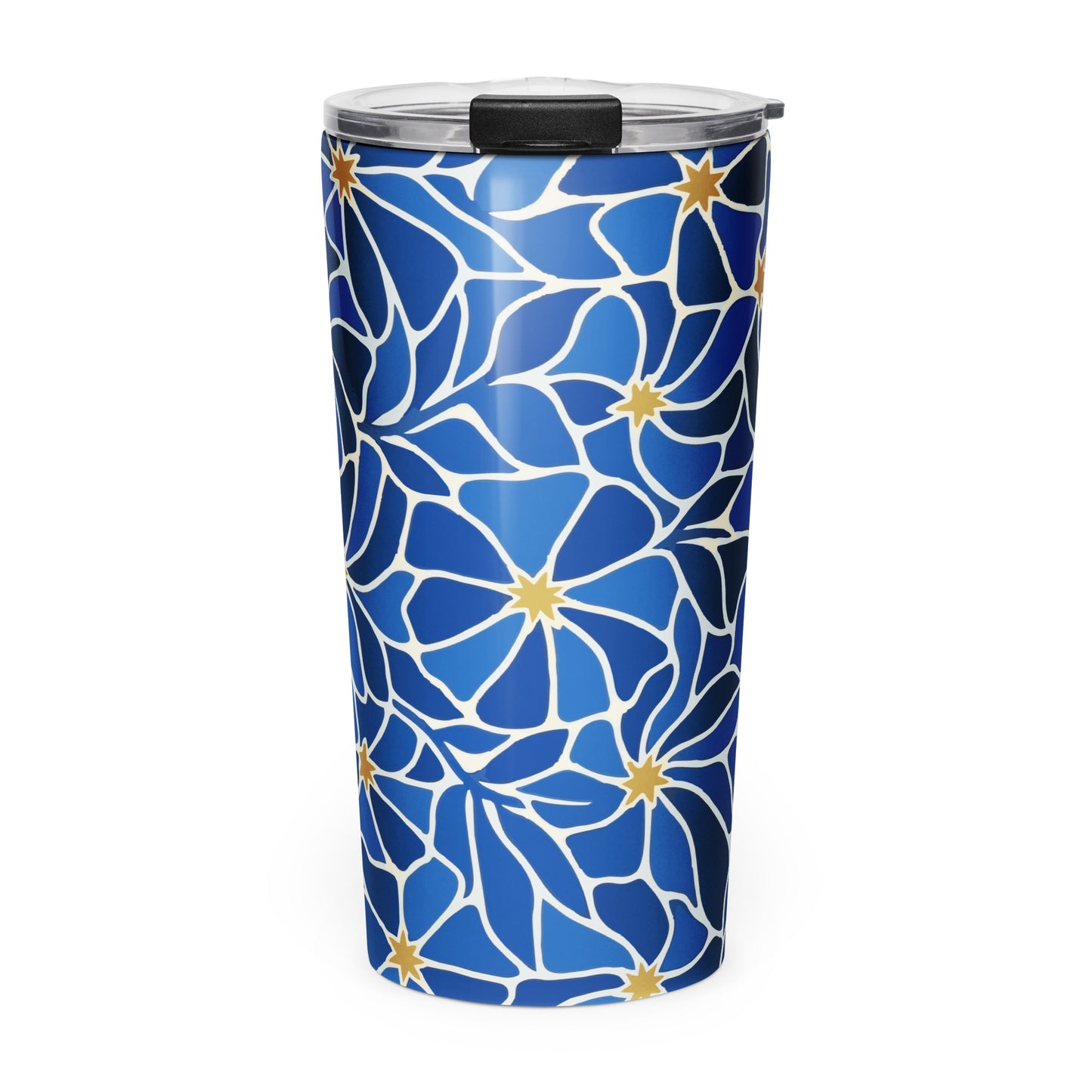 Blue Flower Power Retro Travel Mug | Far Out Goods