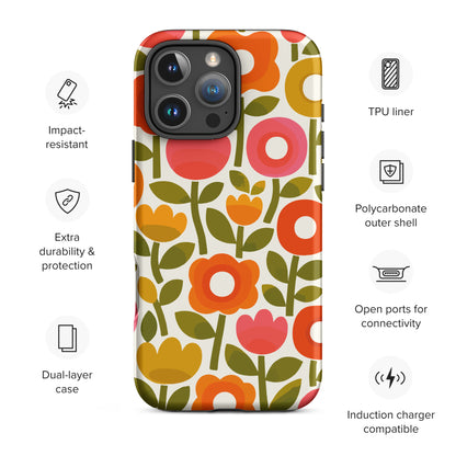 Protect your phone with our 70s retro flower power iPhone case! Durable TPU material, vibrant floral design, and slim fit. Shop now!