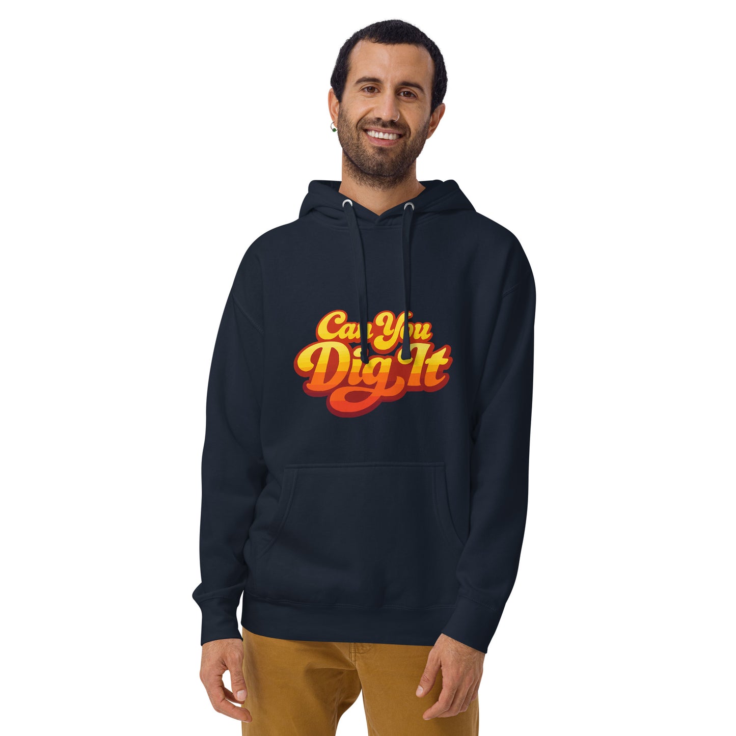 70s retro can you dig it typography in yellow orange gradient on a hoodie