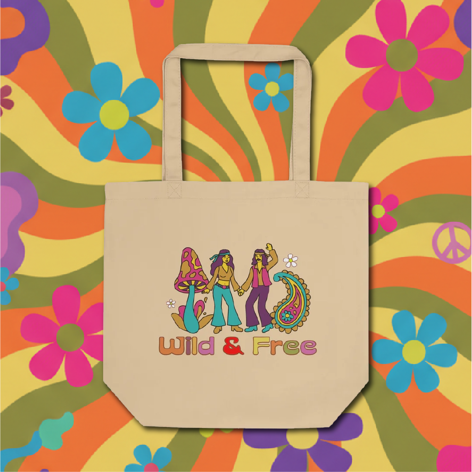 Retro Summer of Love - Wild and Free - Eco Tote Bag